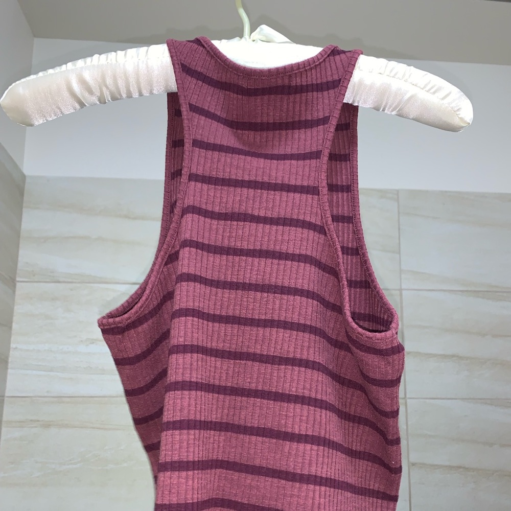 Maroon striped halter top worn once